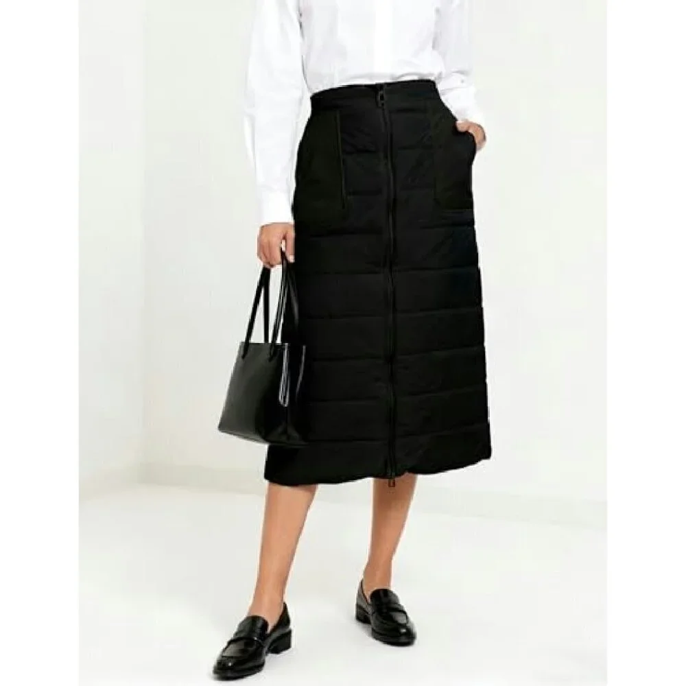 Quilted Puffer Skirt with Pockets, Insulated Winter A-Line